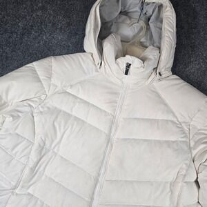 Columbia Women's Insulated Puffer Jacket White Full Zip Hooded Size L Worn